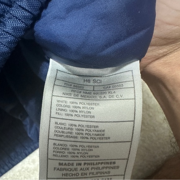 Vintage 90's Nike Adult L White Tag Puffer Jacket Sleeve Stripes Navy Blue White - Picture 10 of 10